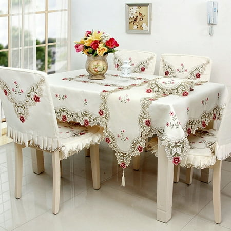 

KAOU Tabletop Cloth Exquisite Craftsmanship Touch Smooth Flower Pattern Long Strip Table Cloth for Household