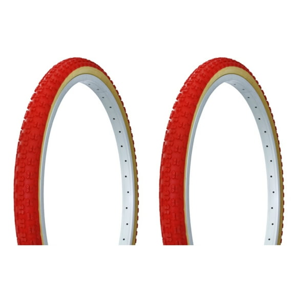 Tire set. 2 Tires. Two Tires Duro 24" x 1.75" Red/Gum Side Wall HF-143G.