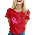 thumbnail image 2 of Lroveb Breast Cancer Awareness Shirts for Women Elegant Casual Printed Short Sleeve V Neck T Shirt Tops Pink Ribbon Graphic Tees Red, 2 of 5