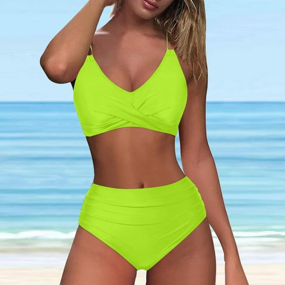 Womens 2 Piece Bikini Set Womens Swimsuits Bikini Womens Swimwear Tankini Summer Bathing Suits High Waist Swimsuits for Women 2 Piece