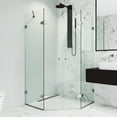 thumbnail image 2 of VIGO Gemini 45 in. L x 45 in. W x 73 in. H Frameless Hinged Neo-angle Shower Enclosure in Brushed Nickel with Clear Glass, 2 of 12