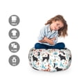 thumbnail image 2 of Cartoon Animal Storage Toy Bag Chair, Fox Rabbit Bear Hedgehog Owl Floral Motif, Stuffed Animal Organizer Washable Bag, Small Size, Multicolor, by Ambesonne, 2 of 3