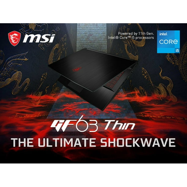 MSI GF63 Thin 11SC-693 15.6" Gaming Laptop, Intel Core i5-11400H, NVIDIA GeForce GTX 1650, 8GB Memory, 256GB NVMe SSD, Windows 11