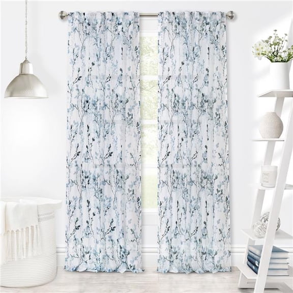 52 x 84 in. Misty Back Tab Window Curtain Panel, Teal