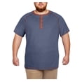 thumbnail image 4 of GIRUNS Big and Tall Henley Shirts for Men Short Sleeve Cotton Casual T Shirt with Button Placket Navy Blue 3X, 4 of 6