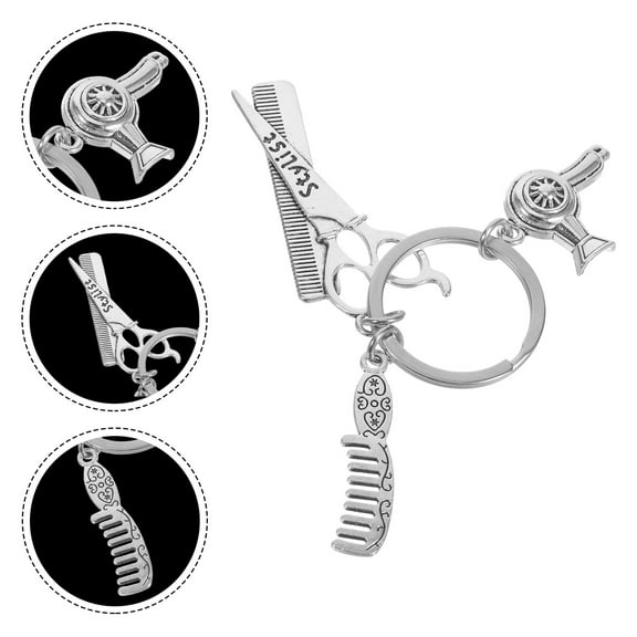 Worgeous Hair Stylist Keychain Hairstylist Keyring With Comb Hair Dryer And Scissor Charm Hairdresser Cosmetology Tassel Jewelry For Women Birthday
