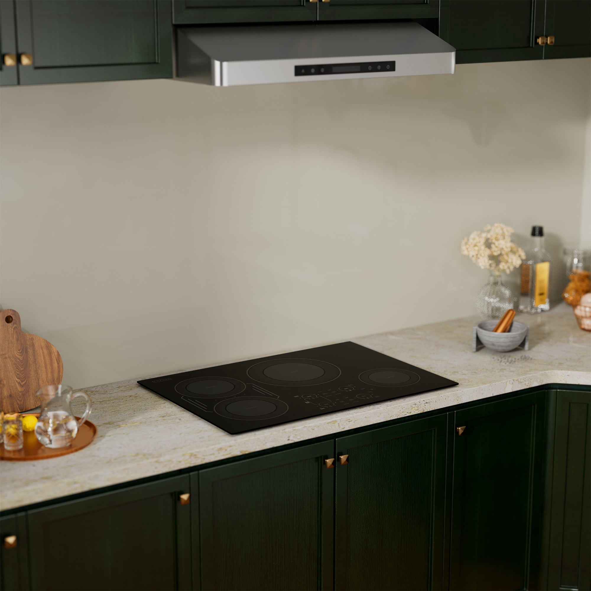 30 in. Built-In 8700W Smooth Surface Electric Stove Induction Cooktop - 4 Power Boost Burners - Bridge Element in Black