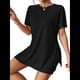 thumbnail image 3 of Conjunto de Dos Piezas de Corta para Mujer, con Camiseta Extragrande y Pantalones Cortos Estilo Biker, Color Negro Talla M, 3 of 7