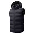thumbnail image 6 of Atkumj Plus Size Mens Puffer Vest Casual Comfortable Hooded Full Zip Down Vest Fashion Warm Sleeveless Solid Color Puffy Vest with Side Pockets, 6 of 8