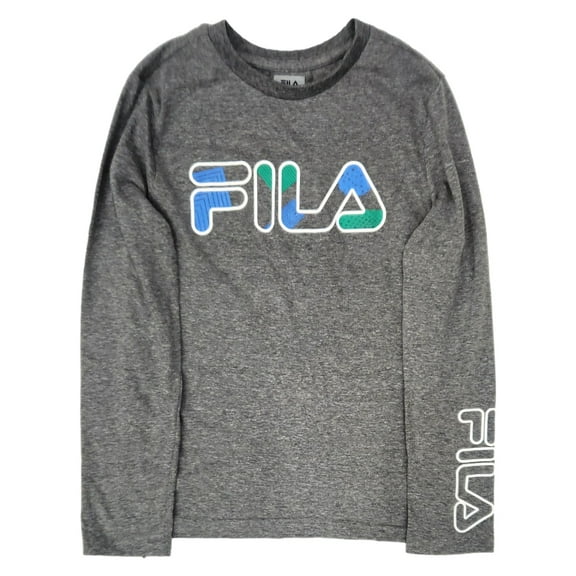 Fila Boys Gray Long Sleeved FILA Skater T-Shirt Tee Long Sleeved Shirt L 14-16