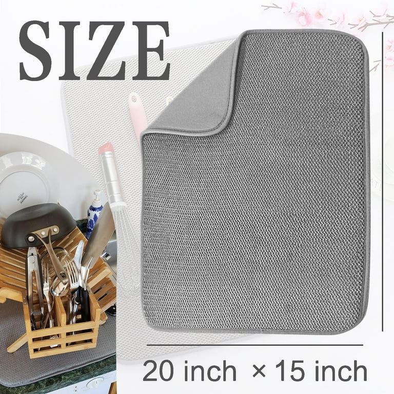 Microfiber Dish Drying Mat for Kitchen Counter with Absorbent, Thick &  Dual-Sided Material - XXL Drying Dish Mat - Dish Drying Matt Kitchen  Counter 
