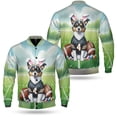 thumbnail image 3 of Happy Easter Hello Spring Toy Fox Terrier Playing Football All Over Print 3D Baseball Jacket Dog Lover Bomber Jacket Softball - 13003, 3 of 6