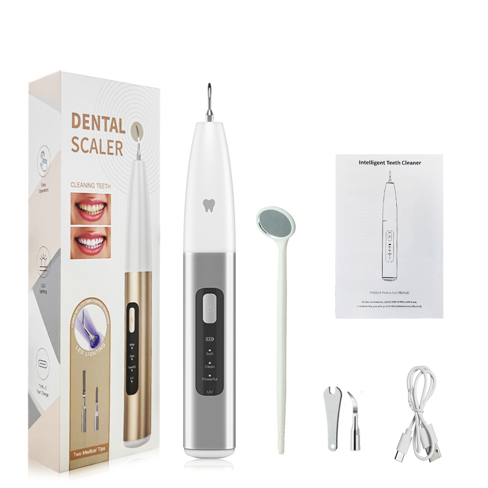 Ultrasonic Tooth Cleaner Electric Dental Calculus Remover Tartar Eliminator Dental Ultrasound Teeth Plaque Removal with UV Light