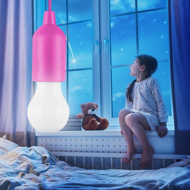 Lámpara De Mesa Tirar del cordón LED Bombilla colgante Bombillas alimentadas por batería Rosa Rojo Rojo Likrtyny Para estrenar