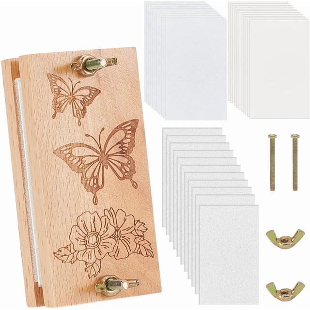 Kit de prensa de flores, kit de prensado de plantas de hojas de madera de 8 capas con herramientas, pequeña prensa botánica para manualidades florales, 10 x 5 x 0,8 cm