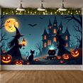 thumbnail image 5 of Spooky Design Halloween Banner Witch Theme Pumpkin Decorations Polyester Material Celebration Backdrop for Holiday Party Indoor Decoration Photo Shoot, 5 of 9