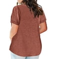 thumbnail image 3 of Patlollav Plus Size Tops For Women V-Neck Solid Casual Loose Summer Short Sleeve Tshirt Blouse With Pockets, 3 of 6