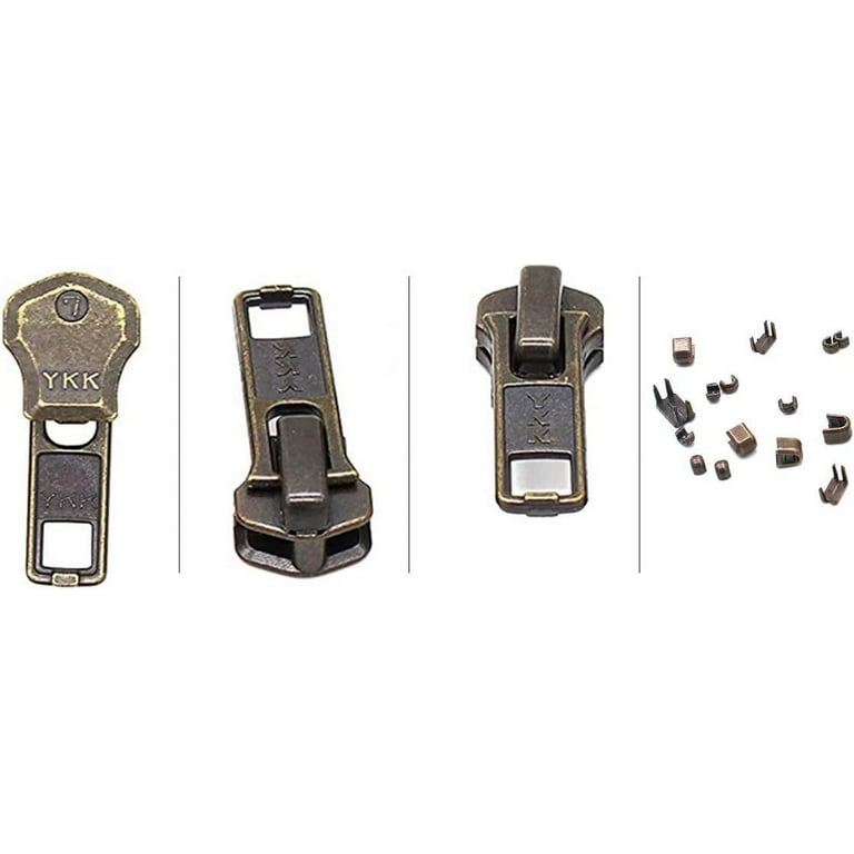 Zipper Repair Kit Ykk 8 Sets Auto Lock Sliders Assorted 25, 27, 28 and 210  Top & Bottom Stops Included ykk Brass Auto Lock Sliders 