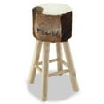 thumbnail image 2 of vidaXL Bar Stool Real Leather and Solid Teak Wood, 2 of 5
