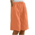 thumbnail image 2 of Fengqque Linen-cotton Shorts for Women Pull On Casual Athletic Bermuda Shorts Pants Drawstring Long SweatShorts with Pockets Orange XXL(XXL), 2 of 9