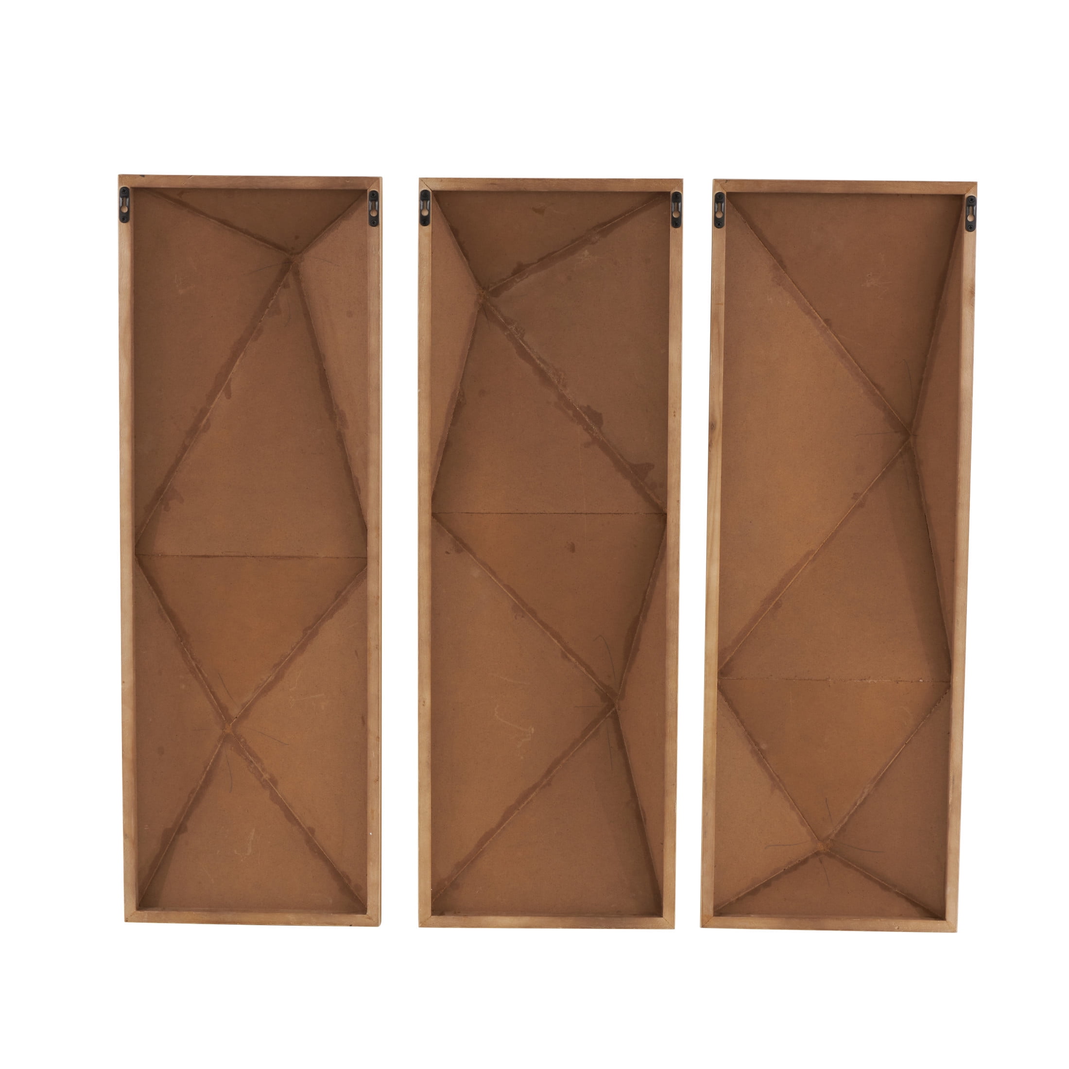 DecMode Brown Wood 3D Geometric Wall Decor (3 Count)
