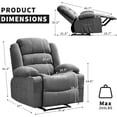 thumbnail image 2 of IdealHouse Wide Rocker Recliner Chair for Adults, Manual Oversized Recliner Chairs w/Armrest, Backrest, 2 Cup Holders, Side Pocket, Soft Lazy Boy Lounge Sofa Chair for Living Room Bedroom, Gray, 2 of 7