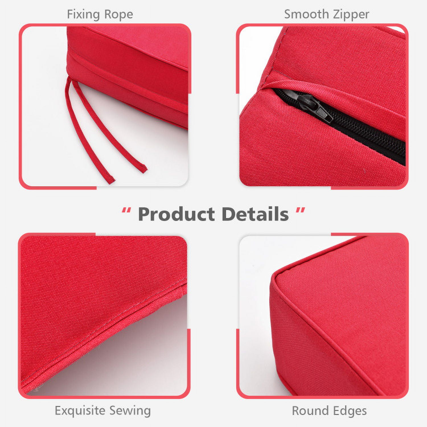 Aimee Lii Deep Seat Chair Cushion Pads Set with Rope Belts for Indoor and Outdoor, Red Aimee Lii Deep Seat Chair Cushion Pads Set with Rope Belts for Indoor and Outdoor, Red