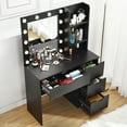 thumbnail image 3 of Yiwa Vanity Desk with Mirror and Lights, 35” Makeup Table with 4 Storage Drawers, Built-in Power Strip & USB, 3-Color LED Lighting, 3 of 7