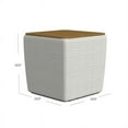thumbnail image 4 of Storage Square Storage Ottoman with Wood Lift-Top Lid, Sage Mini Grid Pattern/Honey Oak, 4 of 9