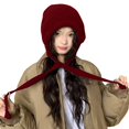 thumbnail image 7 of Wuphunn Knit Warm Winter Beanie, Ear Flap Headwear for Adults Red One Size, 7 of 7