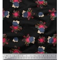 thumbnail image 1 of Soimoi Poly Georgette Fabric Leaves,Floral & Hedgehog Kids Print Fabric by Yard 52 Inch Wide, 1 of 1