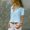 Blue, variant on GZWYHT Button Down Shirts Short Sleeve Shirts Sleeve Short Top Blouse Chiffon Ladies Solid Fashion Womens Plain T-Shirt Women's Blouse Womens Shirts Tshirts Shirts Workout Shirts Yellow XXL
