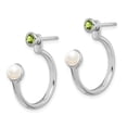 thumbnail image 2 of Sterling Silver Rhodium-plated FWC Pearl Peridot Front & Back Post Earrings QE14376PE, 2 of 4