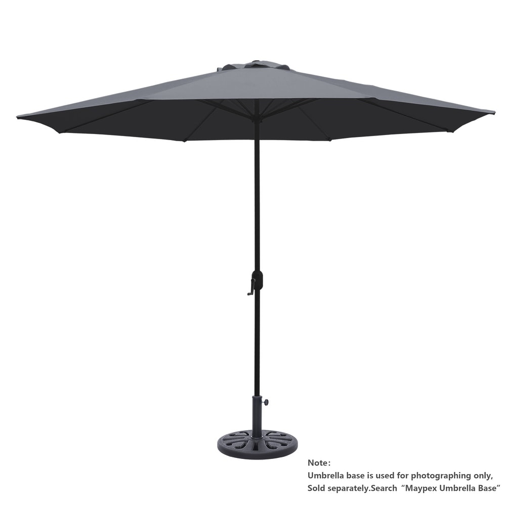 Kool 11FT Outdoor Patio Umbrella with Crank Handle, Market Umbrella with 8 Sturdy Umbrella Ribs, Waterproof for Garden Deck Backyard Pool, Dark Gray
