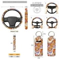 thumbnail image 5 of KUIFORTI Hawaiin Hippie Flower 13 PCS Car Seat Cover Set Seat Covers Steering Wheel Cover Seatbelt Covers Keychain Lipstick Protector Cup Coasters Car Trash Can Rear View Mirror Cover, 5 of 7