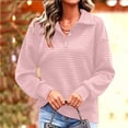 thumbnail image 3 of Women’s Waffle Lapel Button Sweatshirt Oversized Long Sleeve Pullover Sweatshirt Fall Loose Fits Casual Layered Tops, 3 of 5