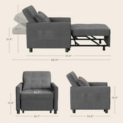 Lofka Sofa Bed, Convertible Chair Bed 3 in 1 Couch Recliner for Home Furniture or Office, Gray