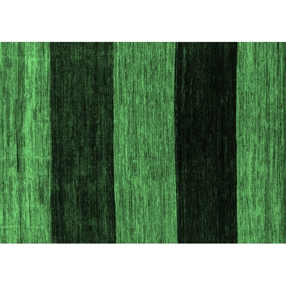 Ahgly Company Indoor Rectangle Abstract Emerald Green Modern Area Rugs, 4' x 6'