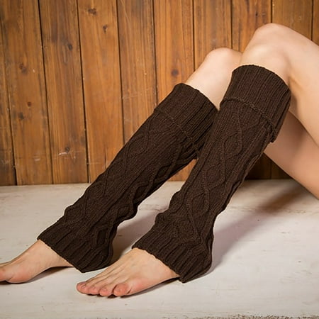 

8 pair Knitted Wool Warm Leg Warmers Medium Length Lozenge Boot Cover Autumn Winter Foot Cover Pile Sock Cover Color Random