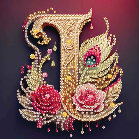 Diamond Painting Kit, Feathered Letter “I” Special Shape Creative Diamond Artwork, for Home Decor and Gifts 6.69 x 6.69 in