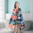 thumbnail image 6 of Pioneer Flower Floral Print Pattern Hooded Bath Towel，60"x35" for Ages 3 To 12 Kids, Quick Dry Lightweight Soft Microfiber Hood Beach Towel Cover Up for Kids, 6 of 7
