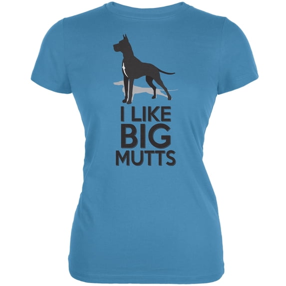 I Like Big Mutts Aqua Juniors Soft T-Shirt - Medium