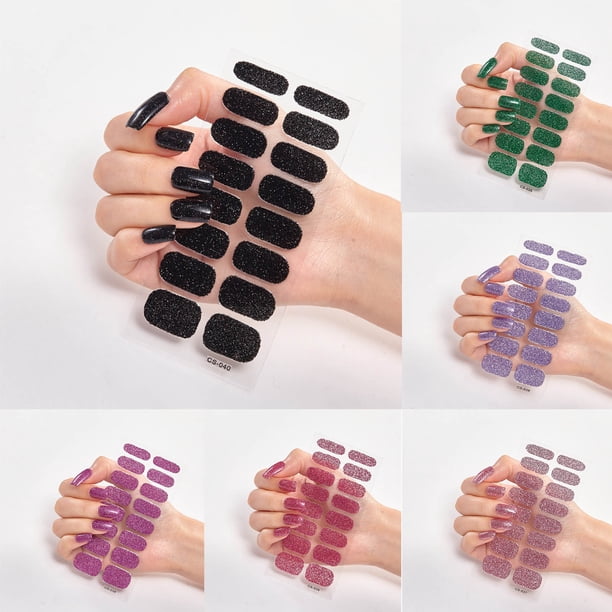16 pegatinas pequeñas de uñas brillantes y brillantes, calcomanías de uñas autoadhesivas de color sólido para las yemas de los dedos, hoja de 14x7,2 cm, accesorios de moda para fiestas, bodas, uso