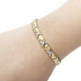 thumbnail image 2 of Floreo 10k White and Yellow Gold Stampato Xoxo X & Heart MOM Links Bracelet for Mothers, 2 of 4