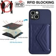 thumbnail image 6 of Wallet Case Compatible iPhone 14 Plus, Women Vegan PU Leather Phone case with RFID Blocking Card Holder Detachable Wrist Strap Shockproof Kickstand Phone Case for iPhone 14 Plus, Blue, 6 of 9