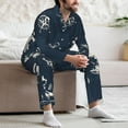 thumbnail image 7 of Fuzoiu Vintage Marine Print Men's Long-Sleeved Pajama,Lounge Button Down Nightwear,Mens Notch Collar Pajama Set -Small, 7 of 7