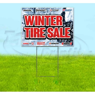 Winter Tire Sale (18" x 24") Yard Sign, Includes Metal Step Stake