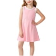 thumbnail image 2 of FRSASU Girl's Sleeveless Summer Tank Dress Crew Neck Casual Solid Color Beach Vacation Sundress Pink-A, 2 of 8