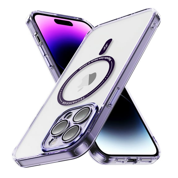 Magnetic for iPhone 12 Pro Max Case, [Fit for MagSafe] [Never Yellowing] [Military Grade Rugged Durable Protection] Back Slim Clear Wireless Charging Shockproof Premium Phone Case,Purple