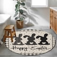 thumbnail image 3 of Black Grey Easter Round Area Rug 3.3Ft Washable Circle Rugs for Dining Room Table, Polka Dot Bunny Spring Vintage Plaid Checkered Non-Slip Carpet Floor Mats Indoor Outdoor Carpet Runner Home Decor, 3 of 8